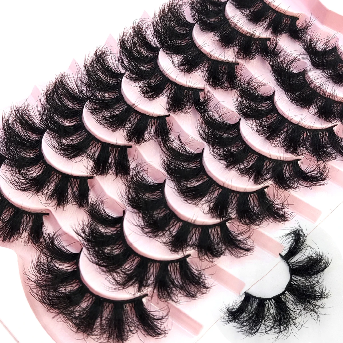 HBZGTLAD 5/8 Paar natürliche russische gestreifte Nerzwimpern 3D-falsche Wimpern Volumen gewellte falsche Wimpern Wimpernverlängerung Make-up – Detail 9