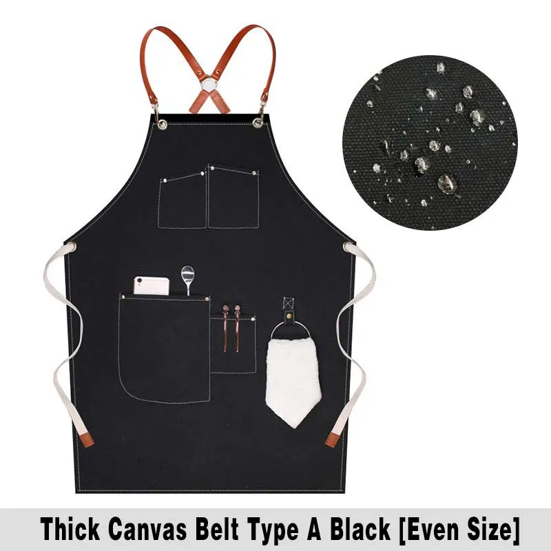 Waterproof Floral Apron for Barbershops Coffee Shops Milk Tea Shops - Kitchen Workwear with Ties
