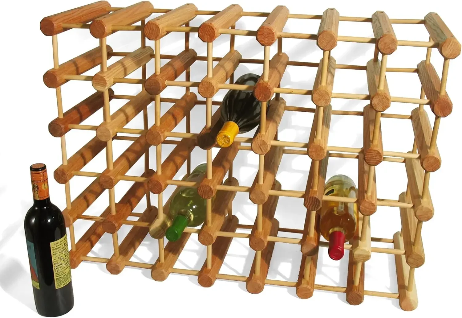 Wood Modular Stackable Wine Rack Storage Holder with Natural pins, 40 Bottle