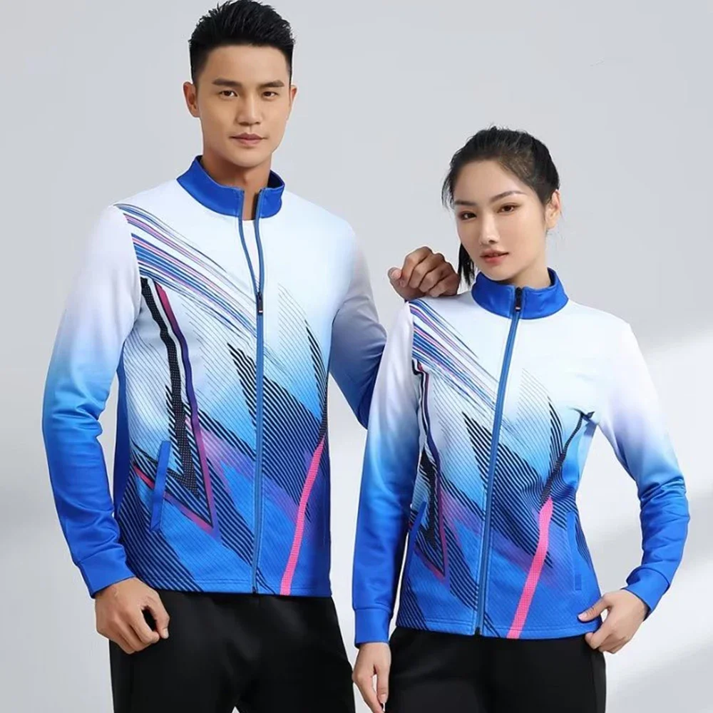 2024 New in Autumn Winter Men Women Tennis Jacket Print Long Sleeve Table Tennis Ping Pong Badminton Jacket Couple Sportswear