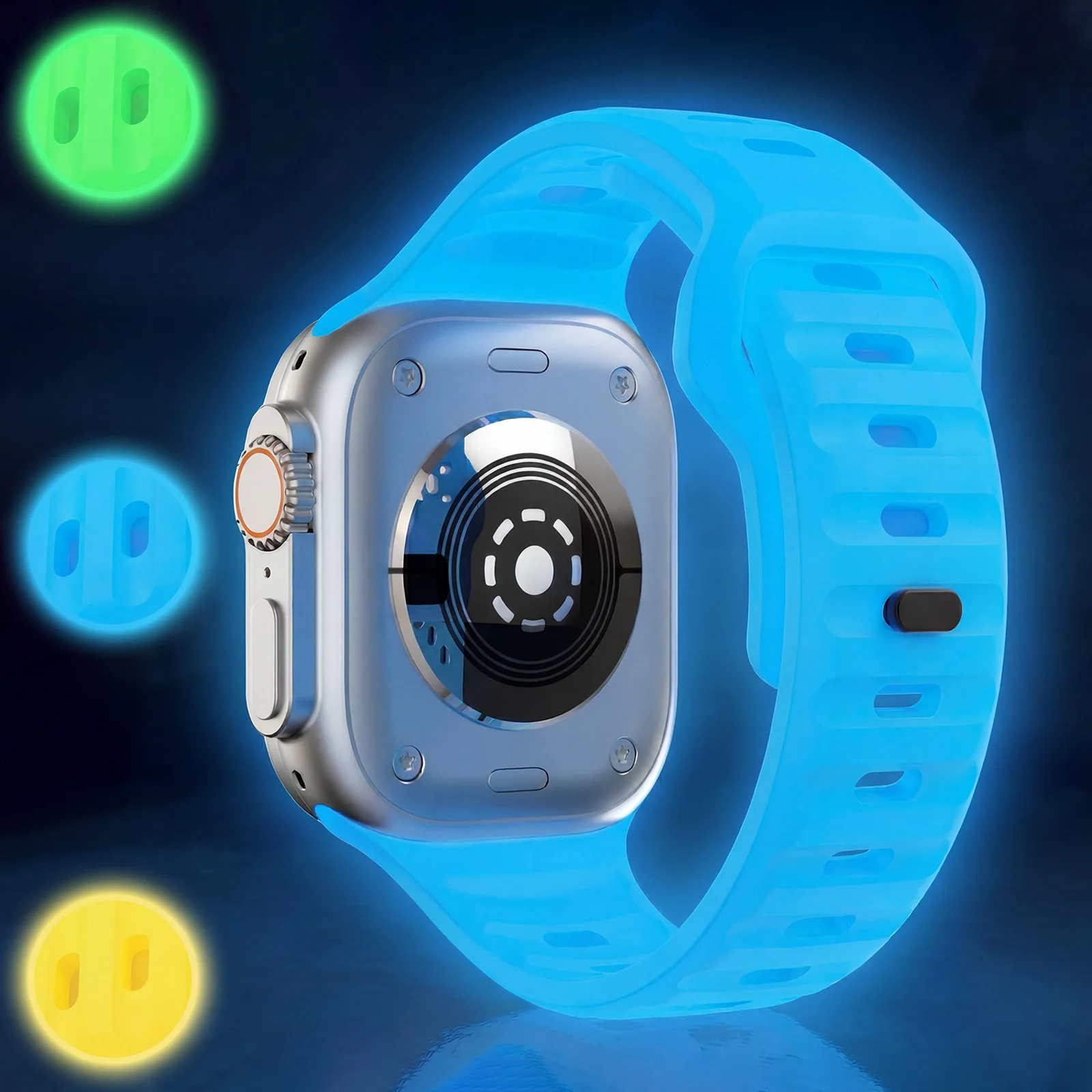 Luminous Silicone Watch Strap For Apple Watch Ultra 4/Series 12 11 10 9 8 7 6 5 4 3 2 1/SE 38/40/41/Series12 42/42/44/45/46/49MM