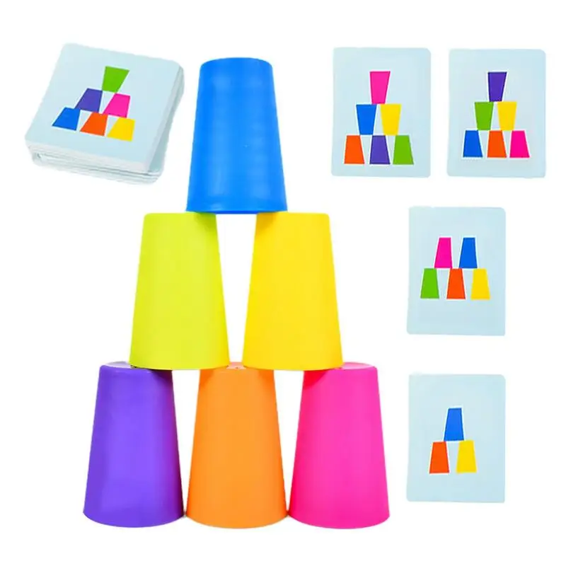 Intellectual Flying Stacking Stack Cups Funny Stacking Game for Kids 2 Player Cup Game Quick Speed Cup Stack Games with Bell