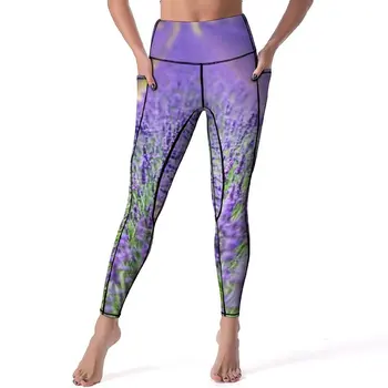 Velden Van Lavendel Leggings Sexy Natuur Paarse Bloemen Trainen Yoga Broek Hoge Taille Rekbare Sportpanty 'S Met