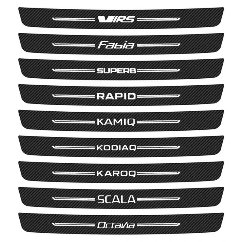 1PC for Skoda VRS Octavia FABIA KAMIQ KAROQ KODIAQ RAPID SCALA SUPERB Logo Car Rear Trunk Bumper Guard Protective Film Stickers