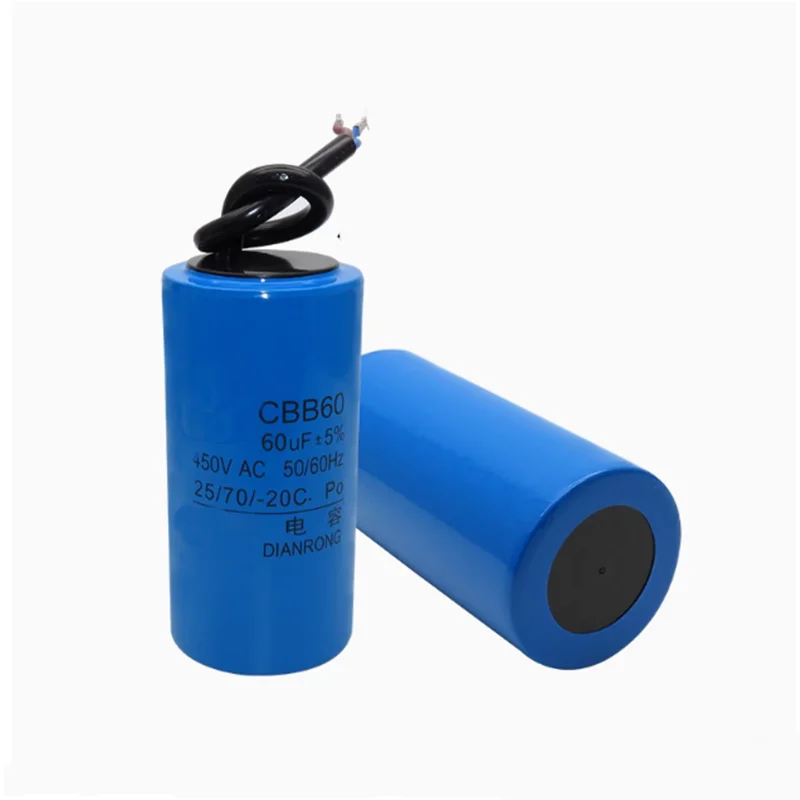 1PCS CBB60 세탁기 커패시터 450V 워터 펌프 건조 탈수 시작 커패시터 3UF6UF10UF14UF30UF60UF80UF100U 와이어 포함
