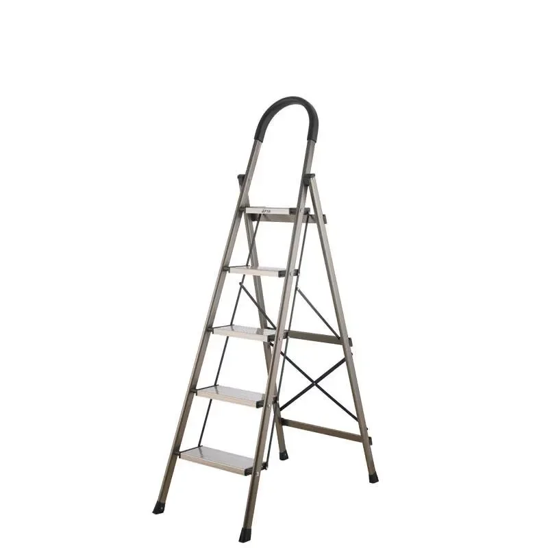 Grade 4-6 Stainless Steel Light Folding Ladder Straight Portable Load-bearing 150kg EN131 Certification
