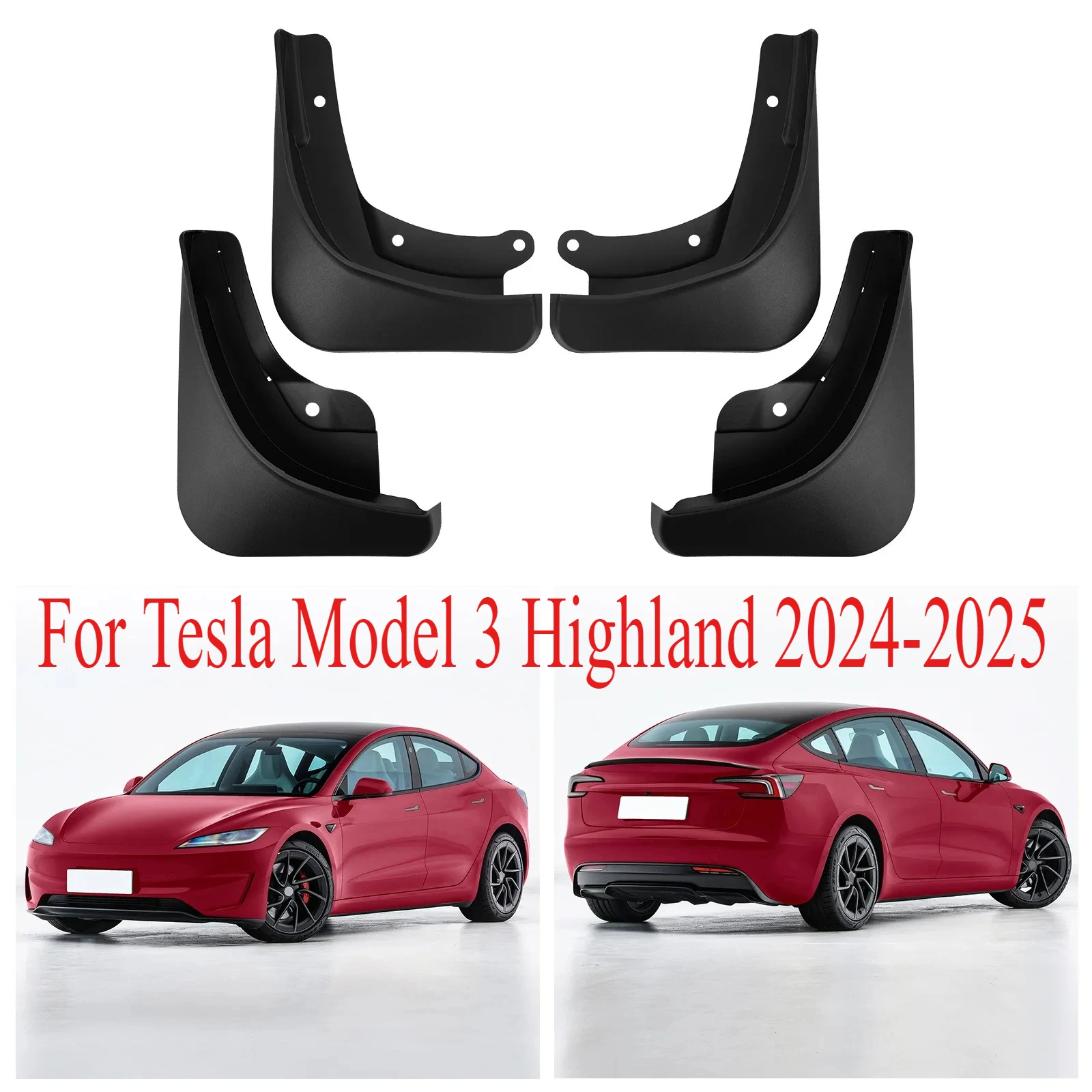 

For Tesla Model 3 Highland 2024-2025 Mud Flaps Front Rear Splash Guards EV Exterior Accessories Front Rear Fender Splash Guards