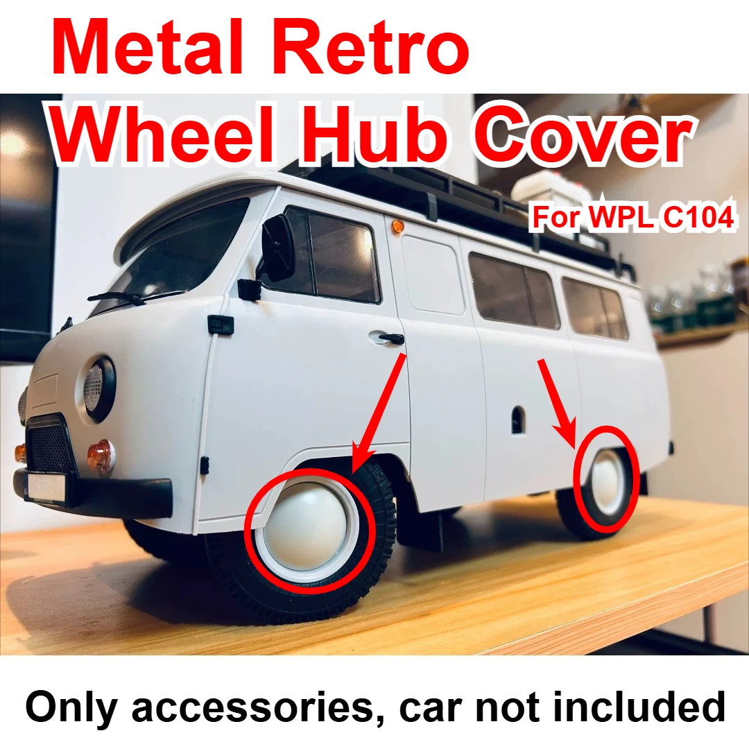 For WPL C104 1/12 RC Van Vehicle Metal Retro Wheel Hub Cover Custom Model Number Decorative Styling Decor Upgrade Accessories
