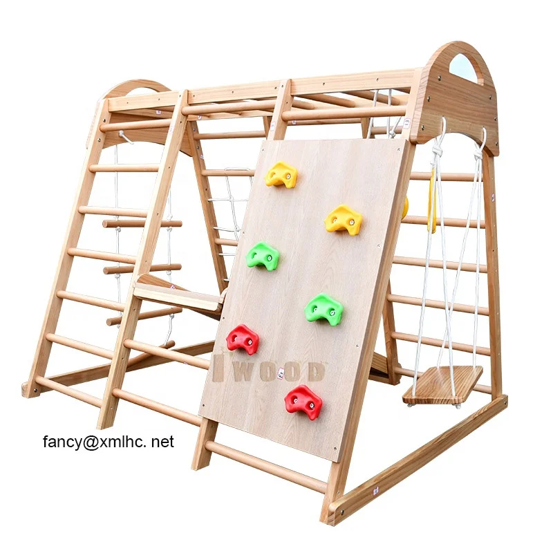 Triple climbing set rocks climbing wall swing seat ladders with round rungs slide wall  rope ladder climbing nets gym rings