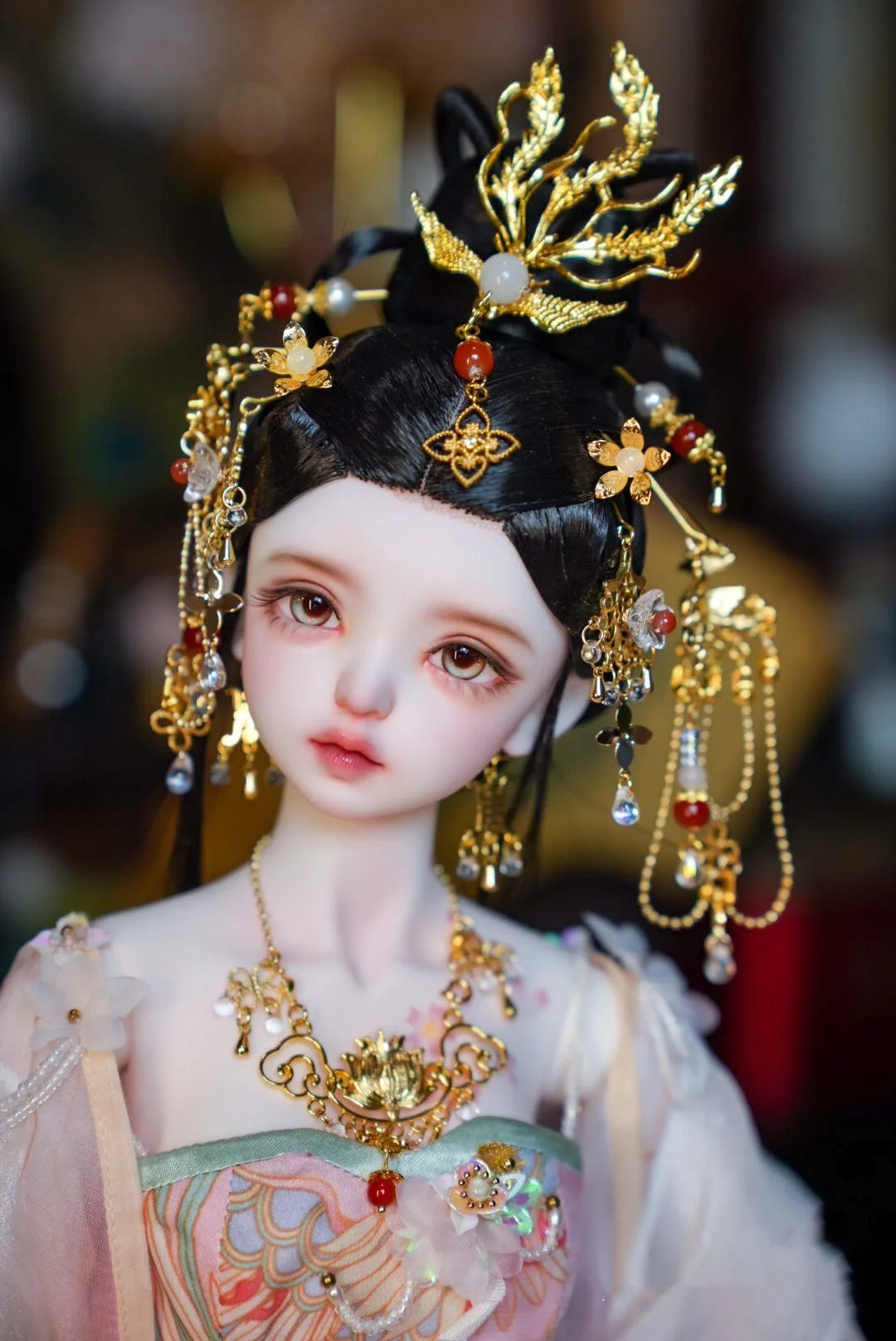 Finely Tuned Version 1/3 1/4 Doll Tiara, Phoenix Crown Necklace Earring Set Accessories