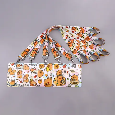 Cute Lanyards for Keys Brown Animals Neck Strap ID Card Cell Phone Straps Badge Holder Hang Rope Keychain Accessories
