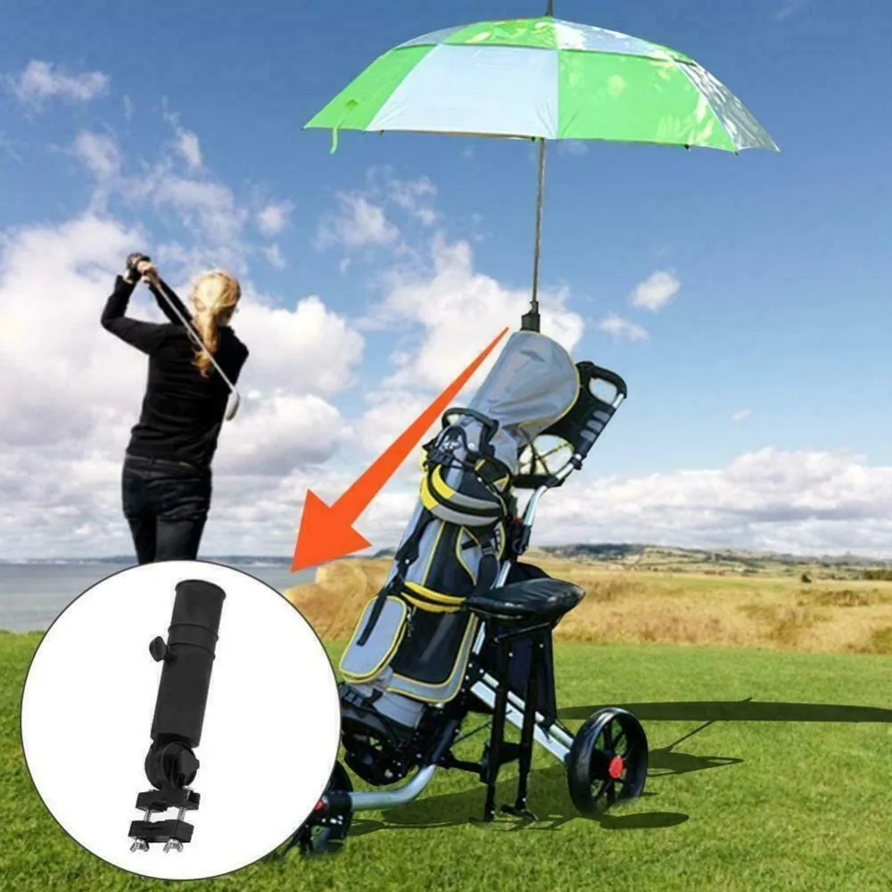 High Quality Adjustable 180 Degrees Umbrella Holder Strong Trolley Cart Golf Cart Stand Pushchair Movable Golf Supplies