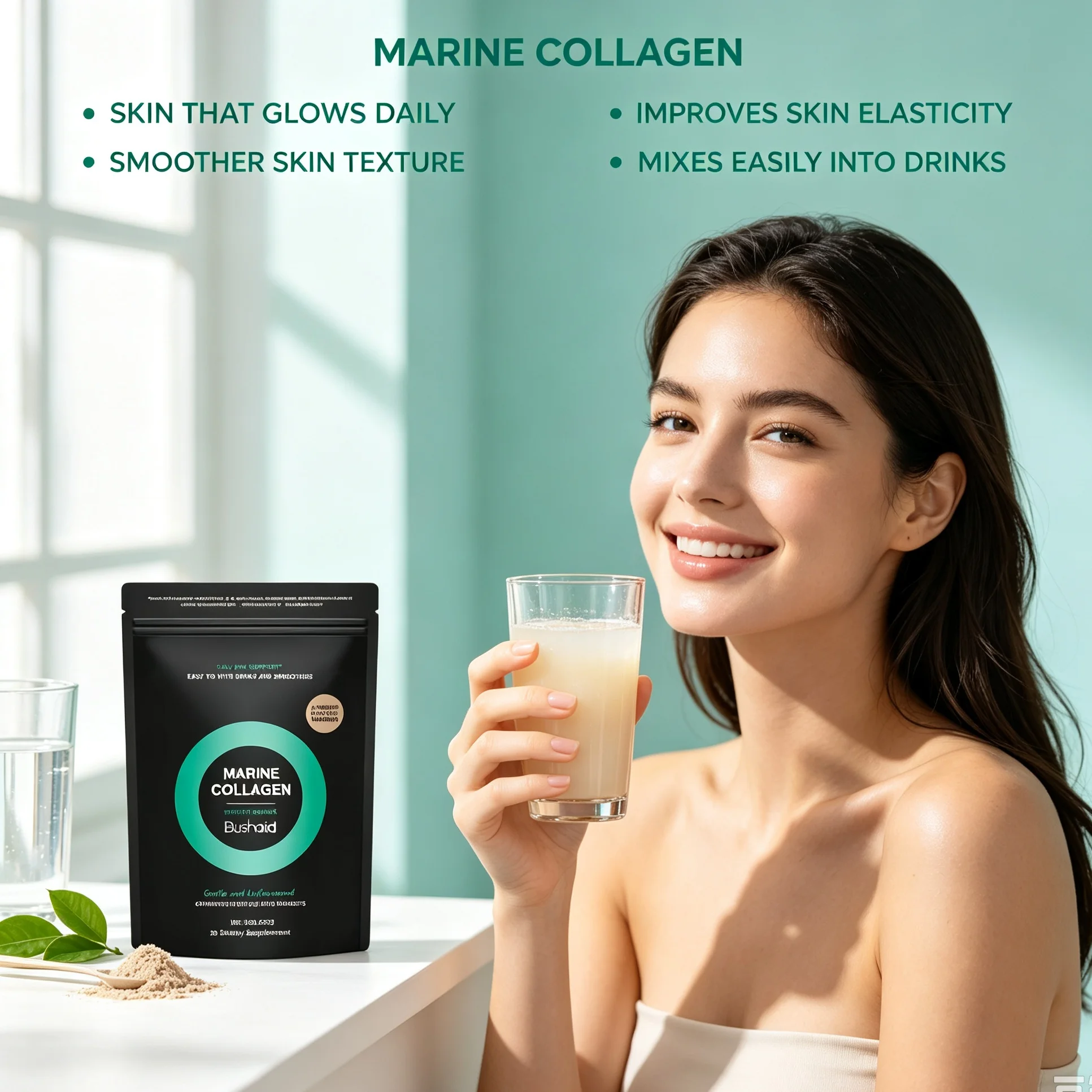 Hydrolyzed Collagen Peptides Powder Oral Supplement Boost Skin Elasticity Firm Smooth Skin Anti‑Aging Beauty Care Powder