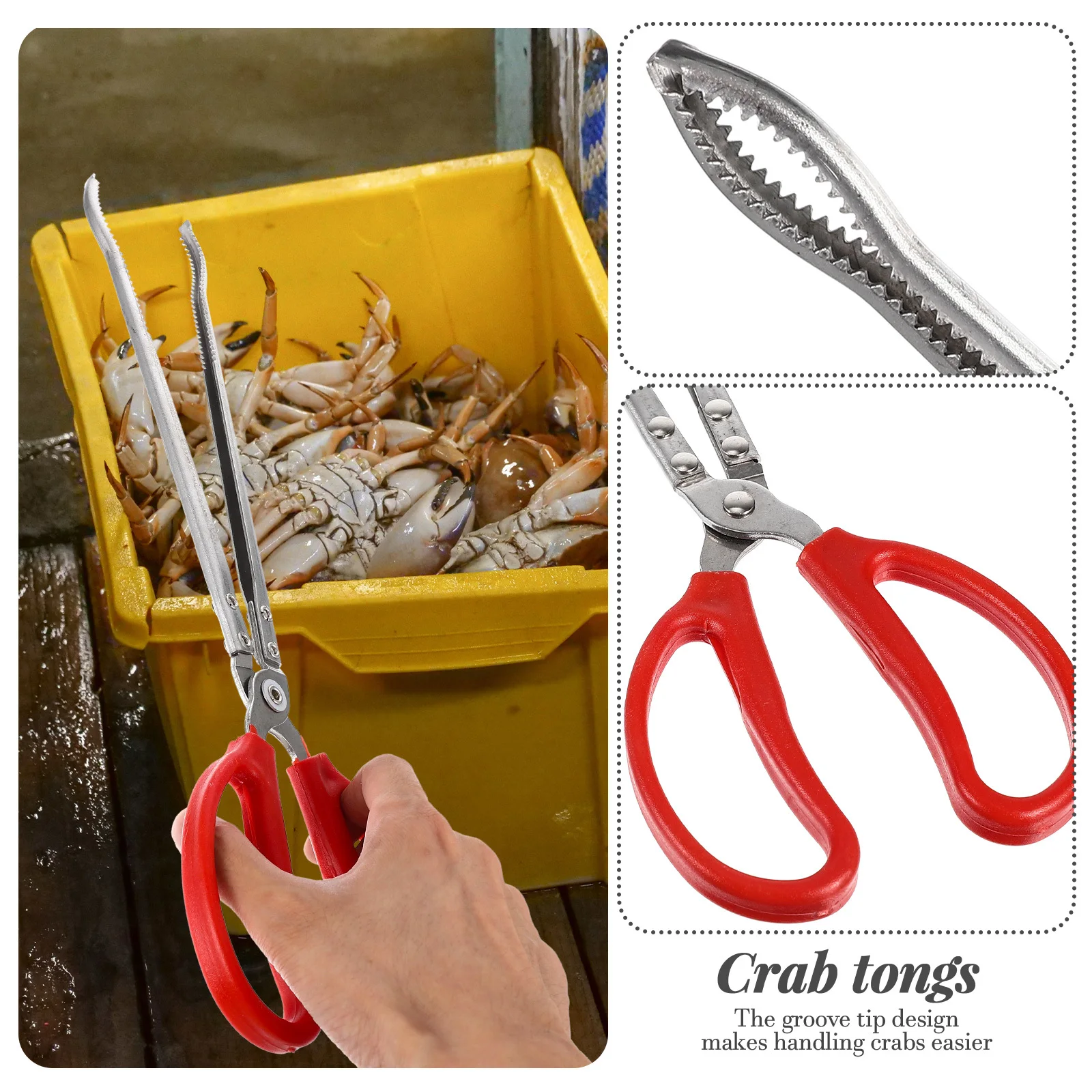 

Crab Tong Portable Eel Clamp Outdoor Fish Catching Tool Anti-Slip Long Tongs For Squid Octopus Mud Fish Multi-Function