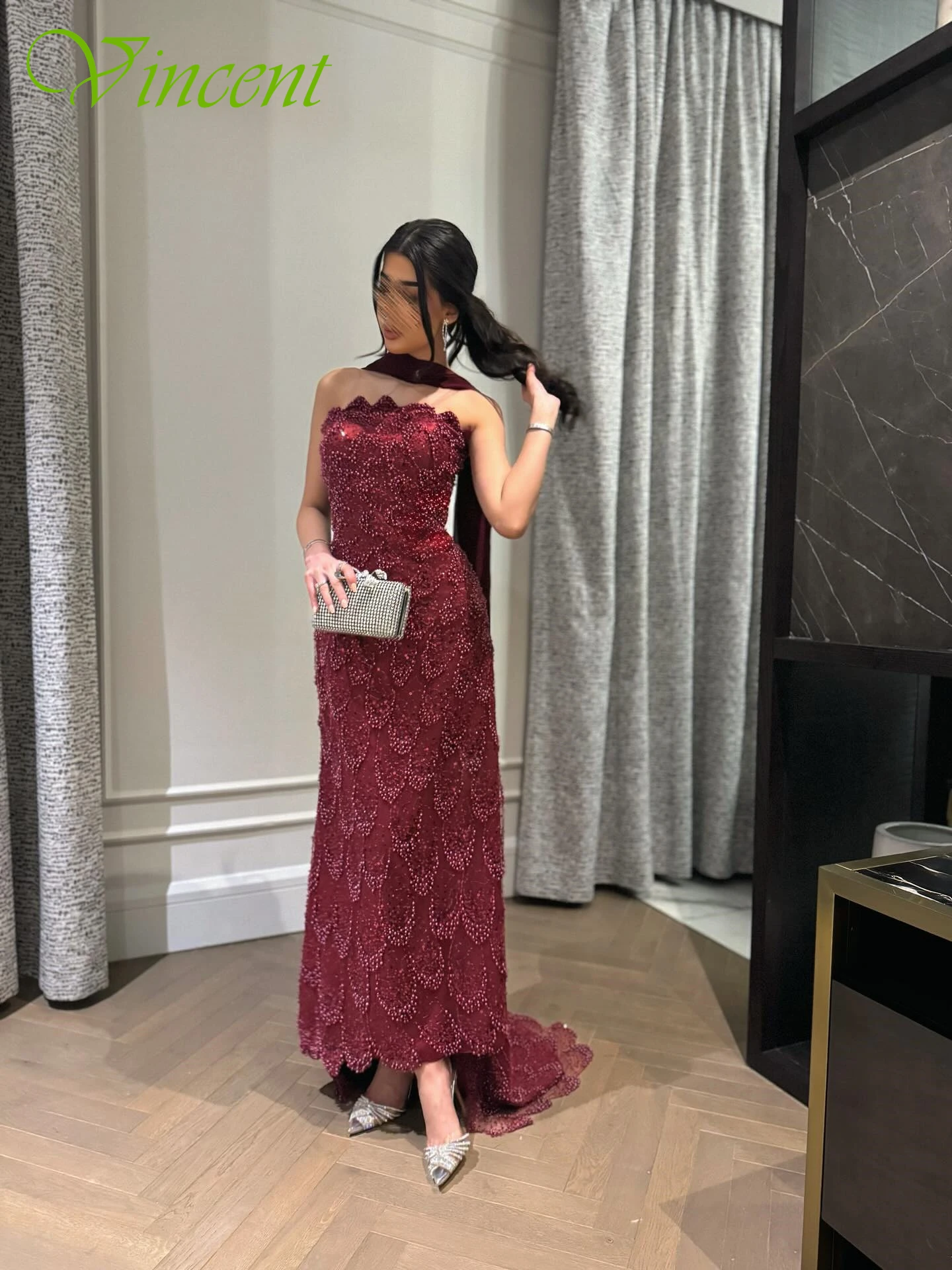 

Customized Straight Strapless Sleeveless Classic Formal Evening Dress Elegant Delicate Bespoke Occasion Gowns Fashion Prom Dress