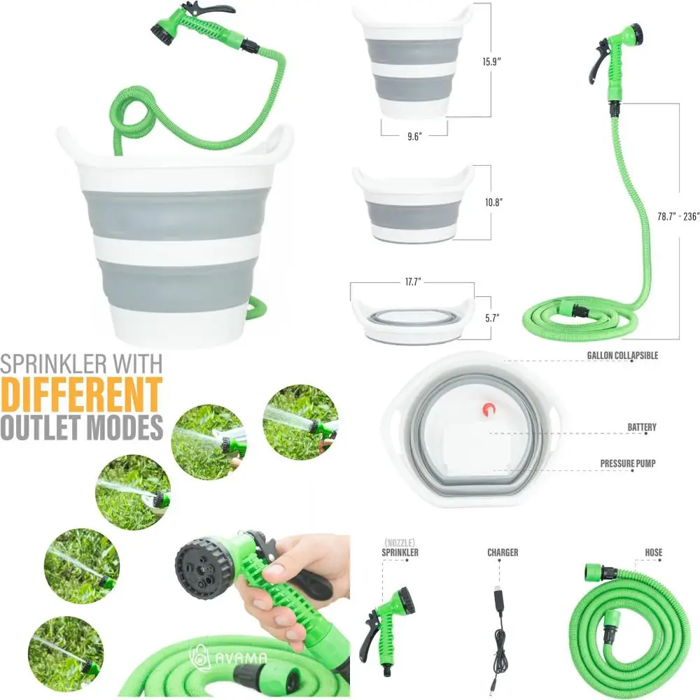 

Portable 3-Gallon Collapsible Bucket with Electric Pump for Outdoor Showers and Camping