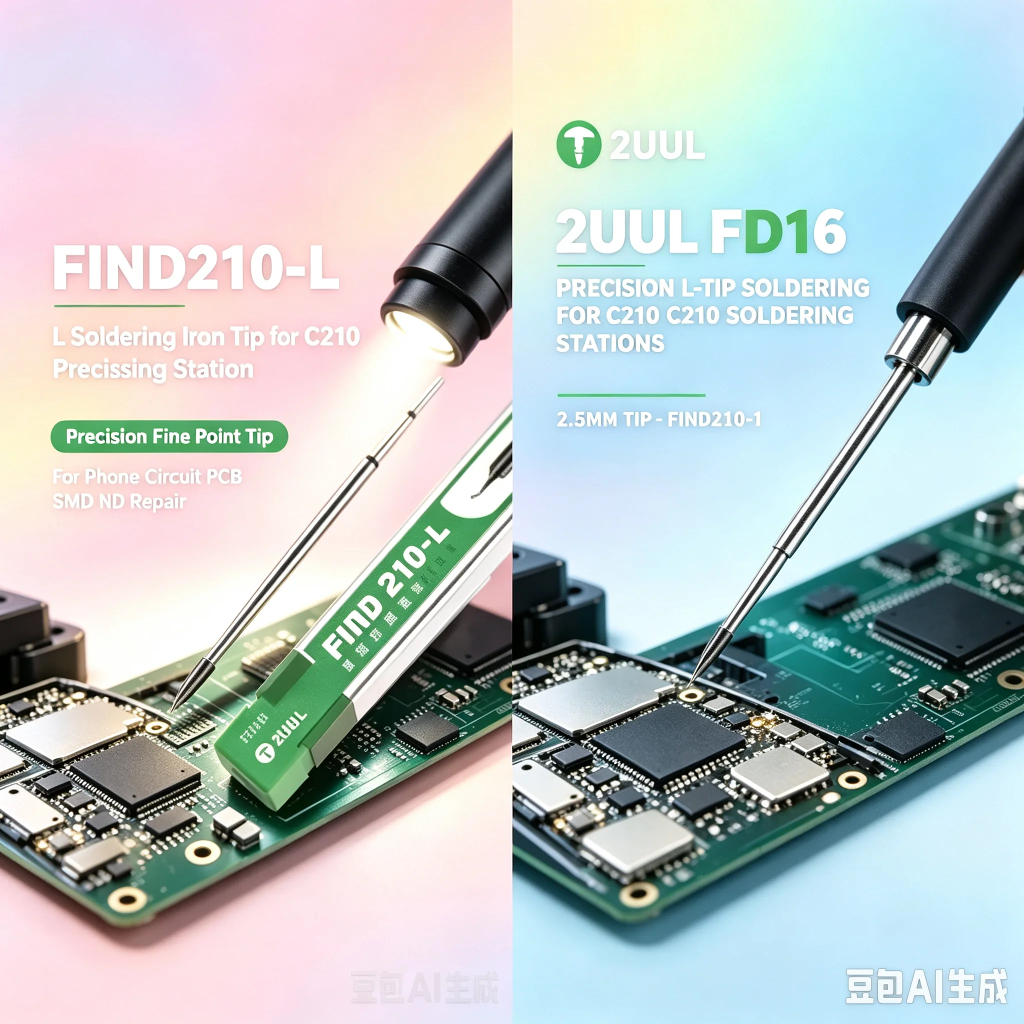 2UUL Newly Upgraded 210-L C210 Soldering Tip (2.5mm L-shaped bent tip) – Suitable for PCB and IC chip soldering and repair.