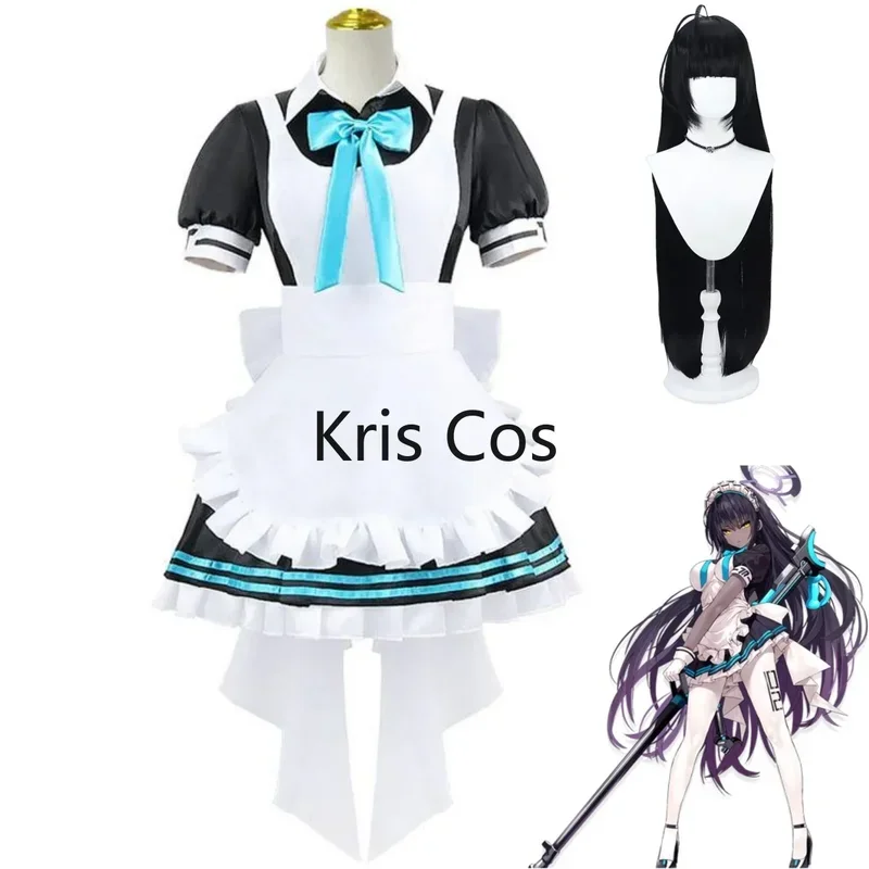 

FC6Anime Game Blue Archive Kakudade Karinn Cosplay Costume Wig Lovely Maid Attire Lolita Dress Woman Sexy Kawaii Halloween @FC8！