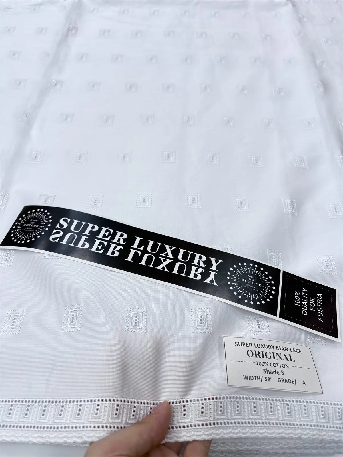 

2025 100% Cotton Lace Fabrics Luxurious Embroidery Lace High Quality Polish Lace Fabric African Men Lace For Dresses 5 Yards