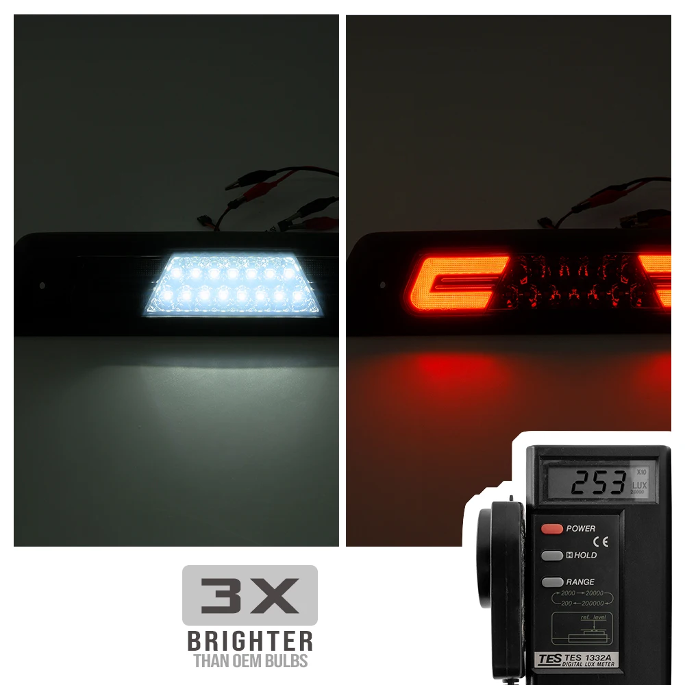Smoked For Ford F-150 SVT Raptor 2010 2011 2012 2013 2014 LED Center Third 3rd Brake Light White Cargo Roof Reverse Light