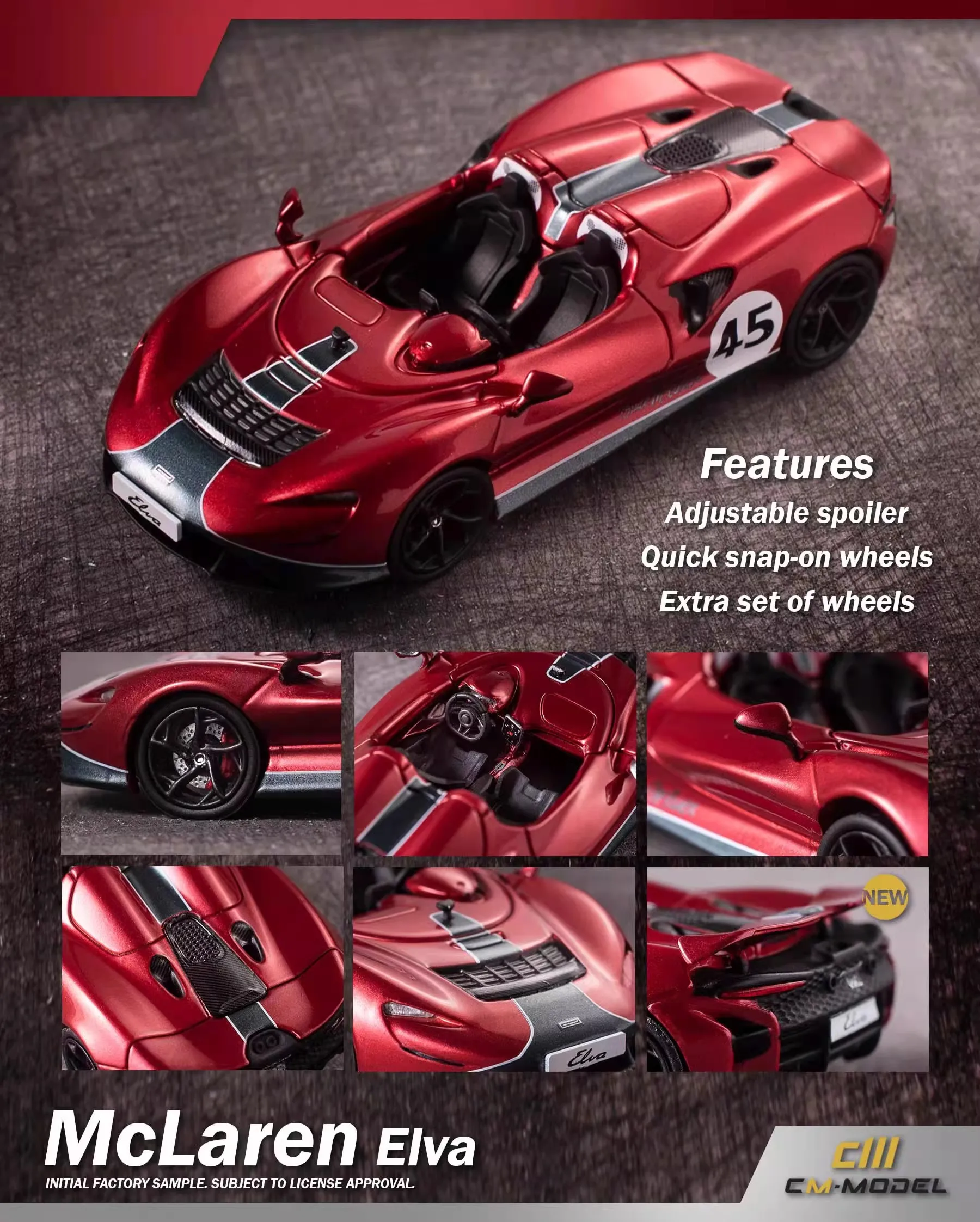 

CMModel 1/64 Mclaren Elva Supercar Diecast Model Metallic red 45#