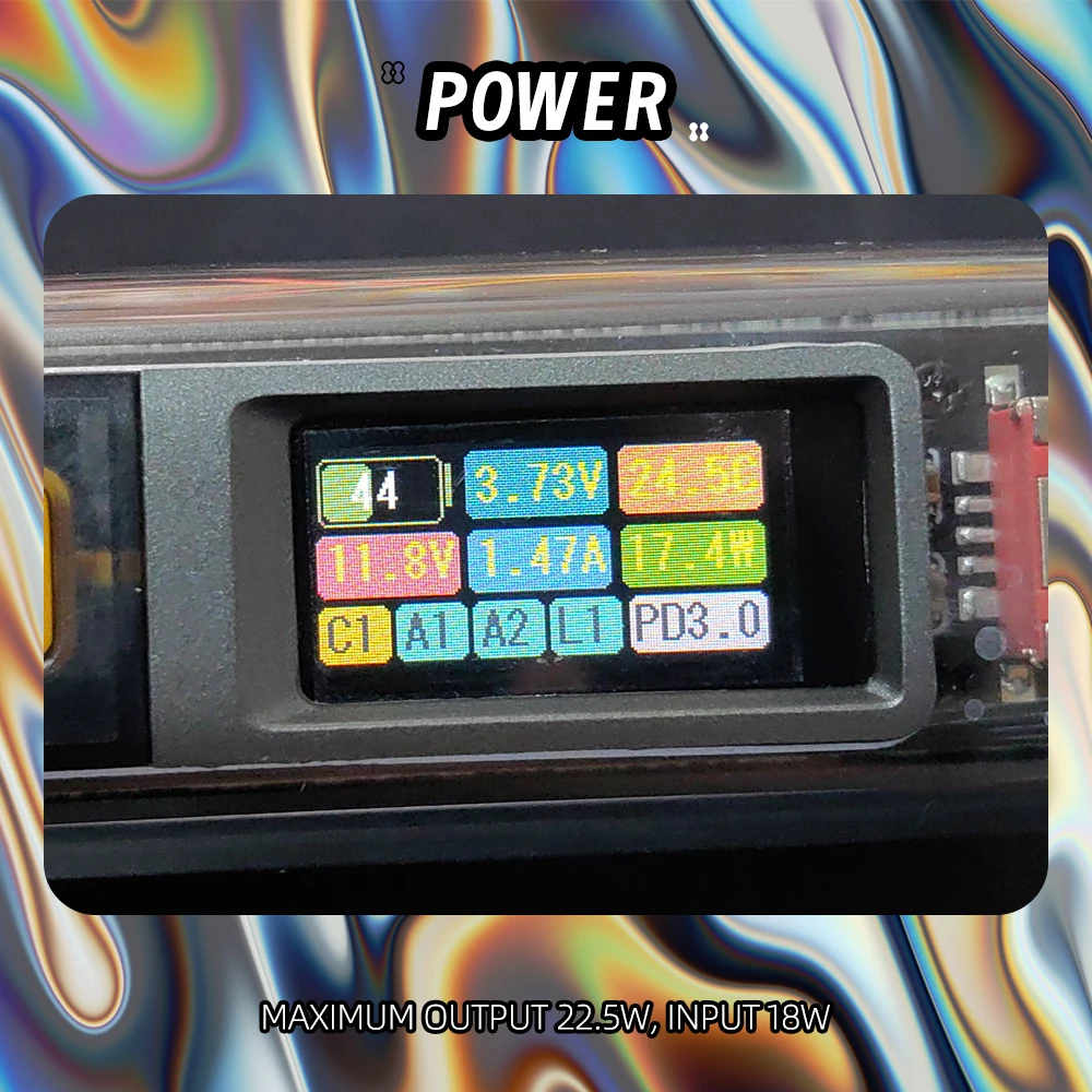 20000mah DIY Powerbank Case 22.5W/PD20W 0.96inch IPS Color Screen 21700 Welding PD PPS QC SCP 2USB 1Type-C Phone Fast Charging