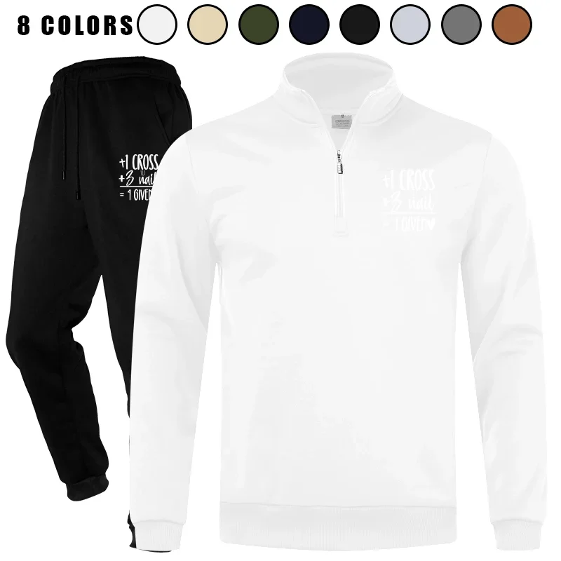 

Men's 2 Piece Polo Athletic Long Sleeve Casual Sports Quarter Zip Jogging Tracksuit Set Sweatsuit