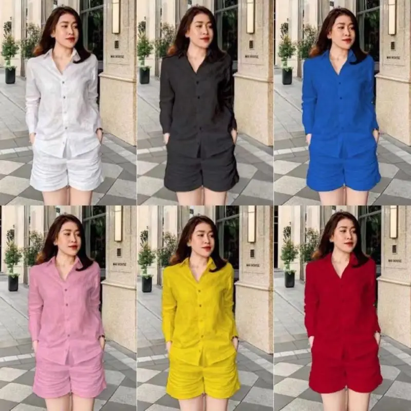 Southeast Asia Spring And Summer Foreign Air Age Solid Color Cardigan Fashion Long-sleeved Temperament Leisure Sports Suit