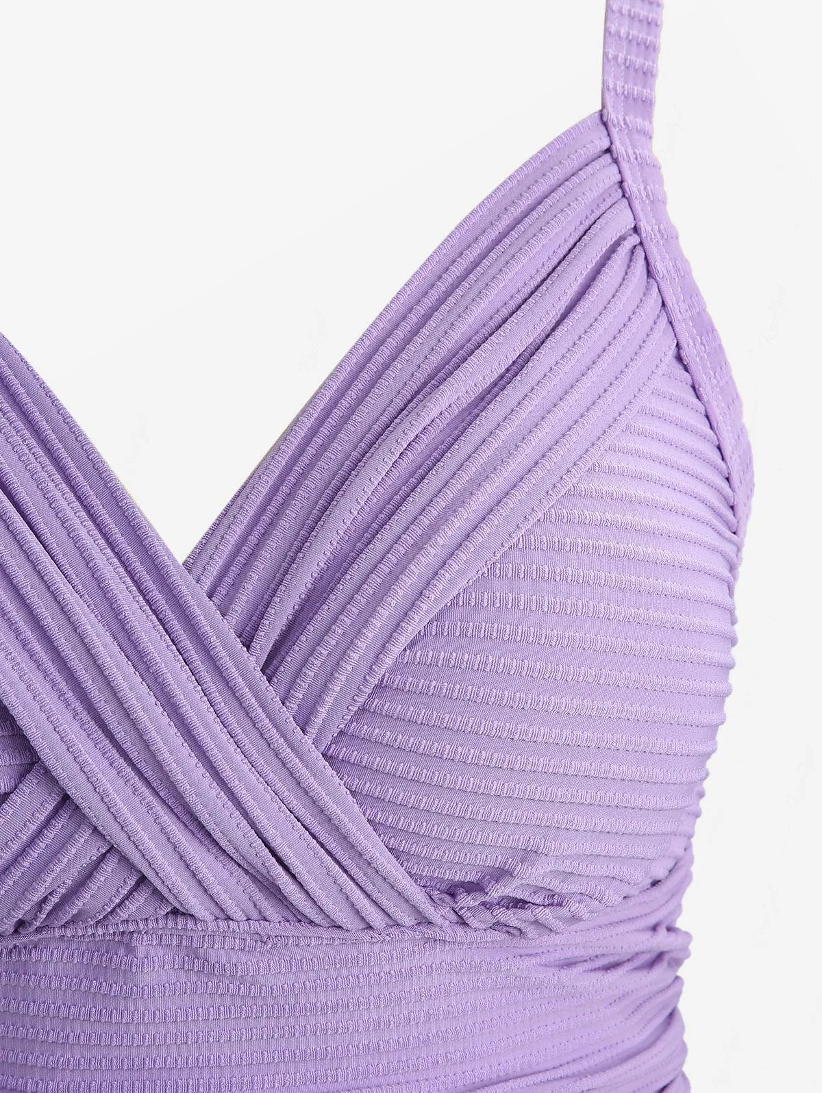 بدلة سباحة نسائية من ROSEGAL مقاس كبير بلوحة متقاطعة مكشكشة ومزخرفة ومطبوعة على شكل جالاكسي أومبير