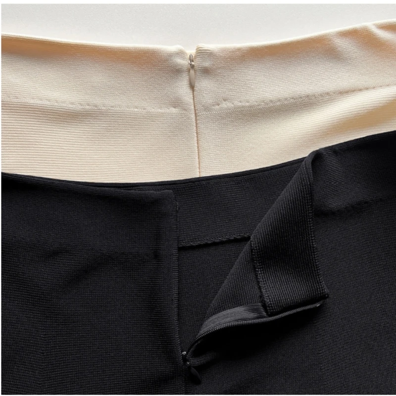 Simples, moderno e cheio de temperamento feminino de malha de cintura alta, meia saia fina, média a longa e versátil