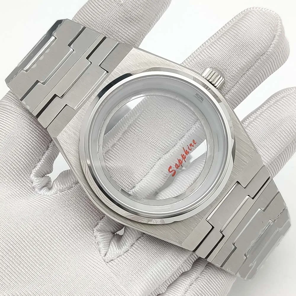 새로운 40mm 은빛 NH35 시계 케이스 탑 방수 사파이어 크리스탈 유리 NH35 자동 무브먼트 기계식 다이빙 시계