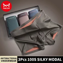 MiiOW 3pcs 100S Modal intimo da uomo Boxer senza cuciture antibatterico mutande da uomo Sexy senza tracce Boxer maschili mutandine