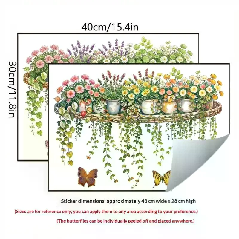 Lifelike Hanging Green Plant Wall Decal Self Adhesive 1PC No Residue for Bedroom Headboard Wall Art Decoration