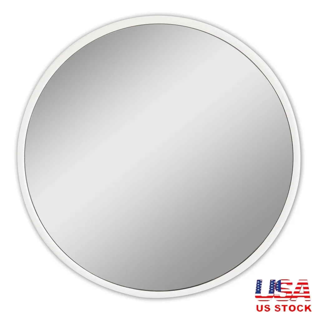 

Modern Round Wall Mirror Sleek Traditional Design Enhances Room Illusion of Space Compact Home Office Entryway Décor Easily