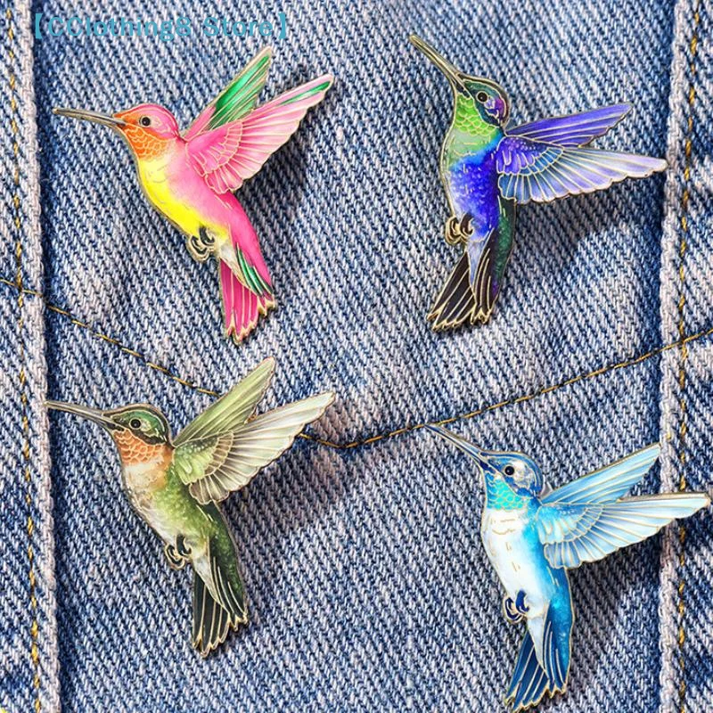 4pcs Hummingbird Brooches For Women Colorful Birds Enamel Pin Metal Badge Jewelry Clothing Backpack Accessories 【AliS8】