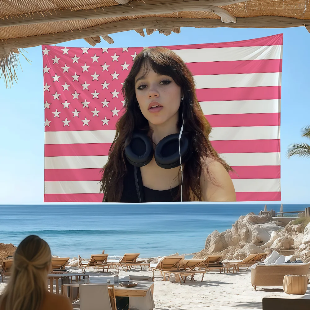Actor J-Jenna O-Ortega USA flag For Garden Party Living Room Home Wall Decor Banner Bedroom Outdoor Tapestry