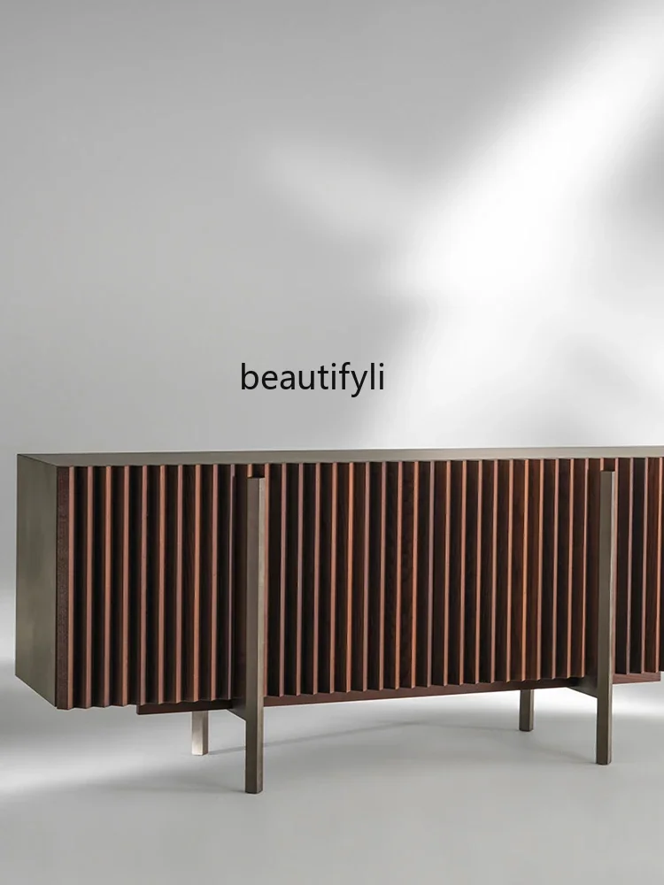 Nordic Entrance Cabinet Silent Log Locker Italian Minimalist Solid Wood High-End Villa B & B Sideboard Cabinet
