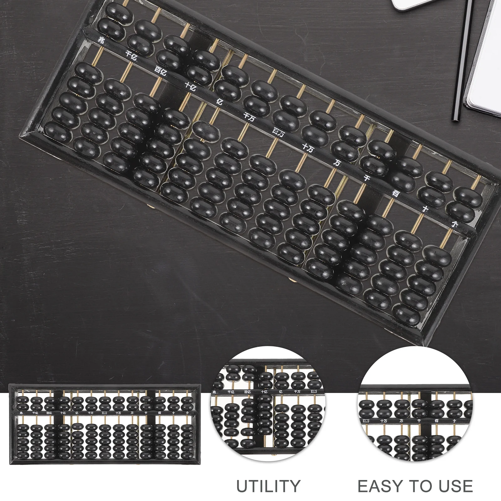 

Wooden Abacus Vintage Chinese Style 13-Column Arithmetic Abacus Durable Wood Frame Lightweight Counting Tool for School Students
