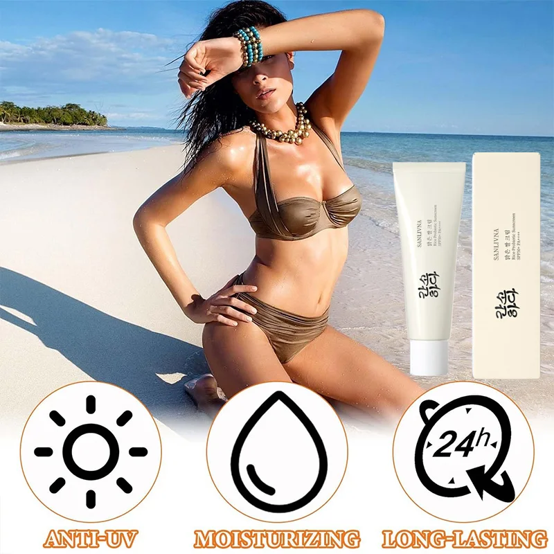 

Sanendi Facial Sunscreen BB Cream Waterproof Body Sunscreen Cream Skin Anti-UV Rice Extract + Grain Probiotic Sunscreen Cream