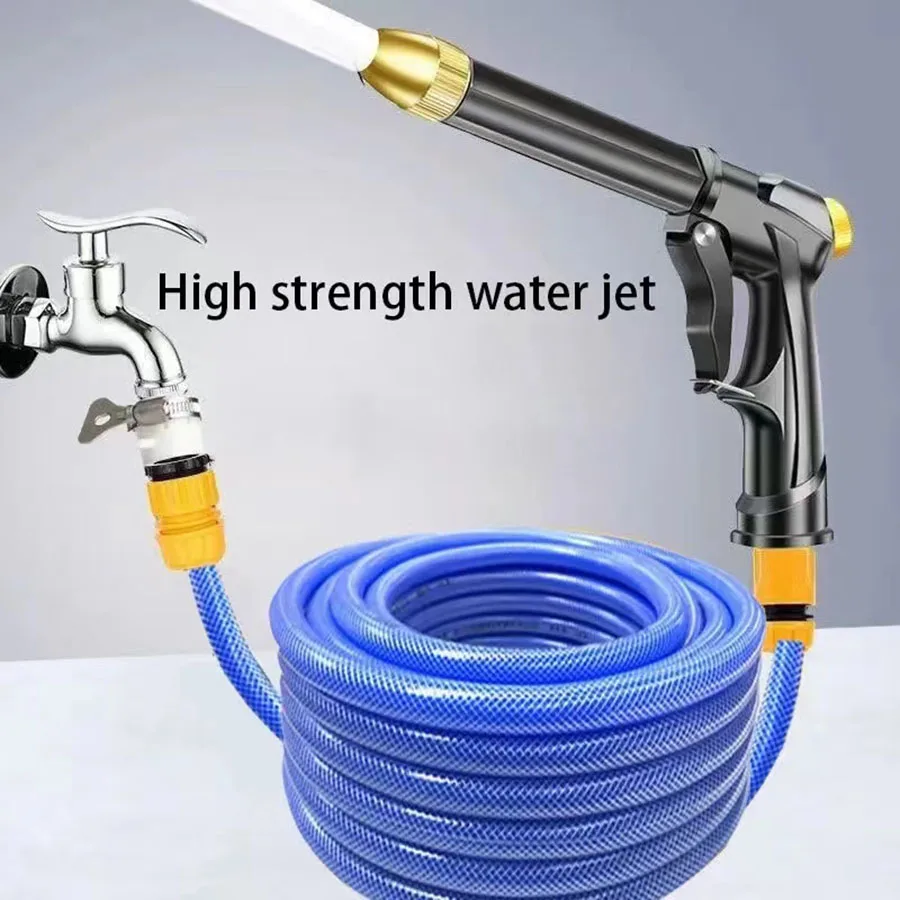 1 Set Of Garden Water Pipes, Blue Wear-Resistant Pipes And Black Adjustable Water Guns,With Lengths Ranging From 5 to 40 Meters.