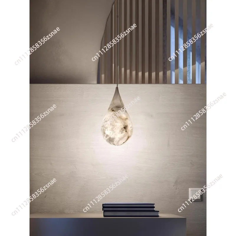 Natural marble water drop bedroom bedside lamp chandelier designer new simple art restaurant bar lamp