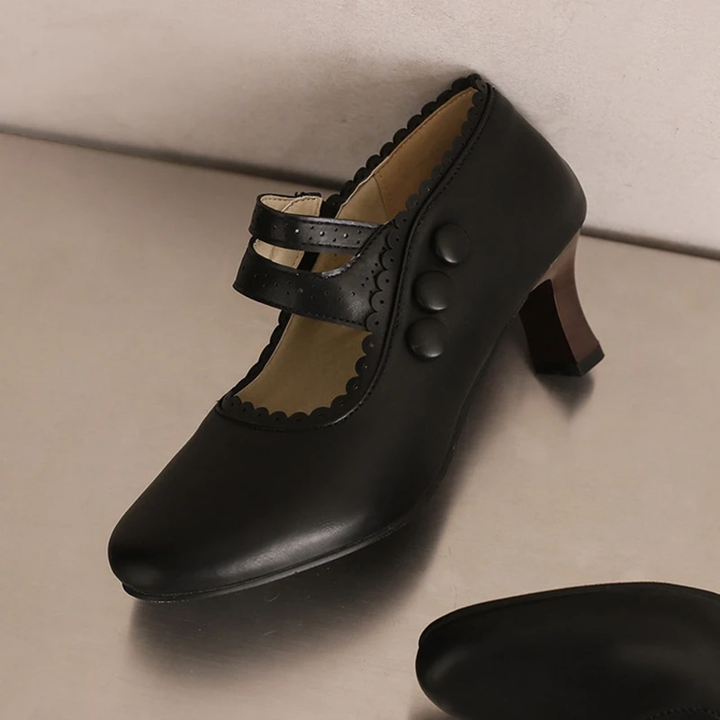 

REAVE CAT 2025 Весенние новые женские туфли-лодочки Мэри Джейн на маленьком каблуке 6 см из искусственной кожи с ремешком на щиколотке и пряжкой Зеленый Желтый Винно-черный Большой размер 47 48