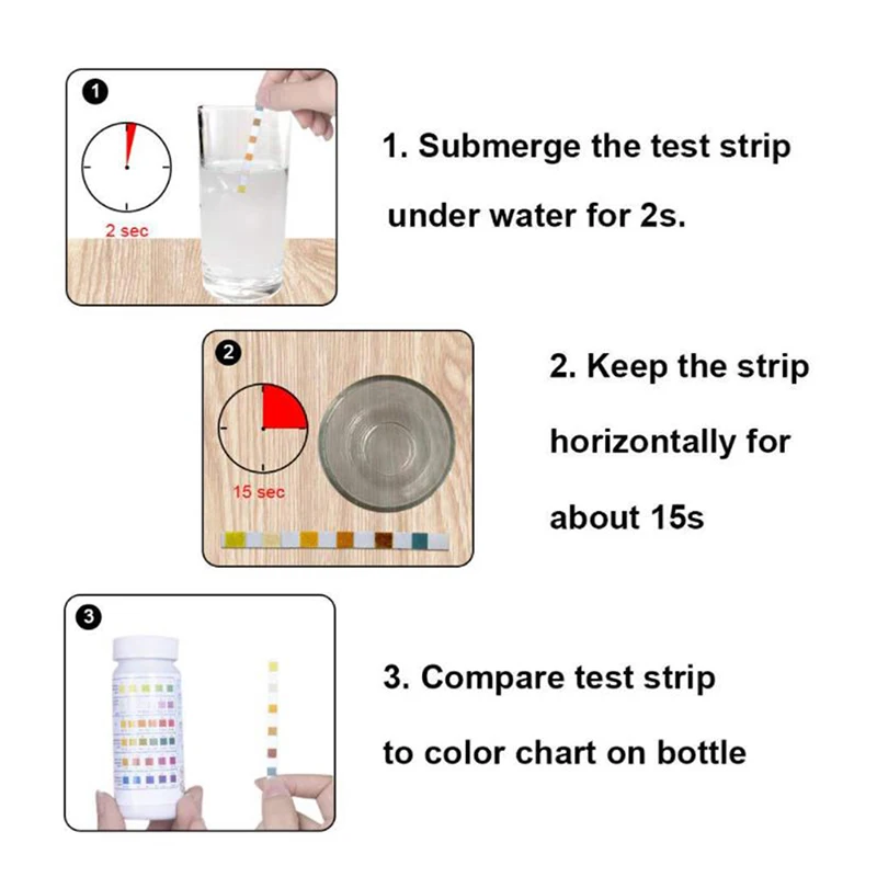 6 In 1 Multipurpose Chlorine PH Test Strips SPA Swimming Pool Water Tester Paper