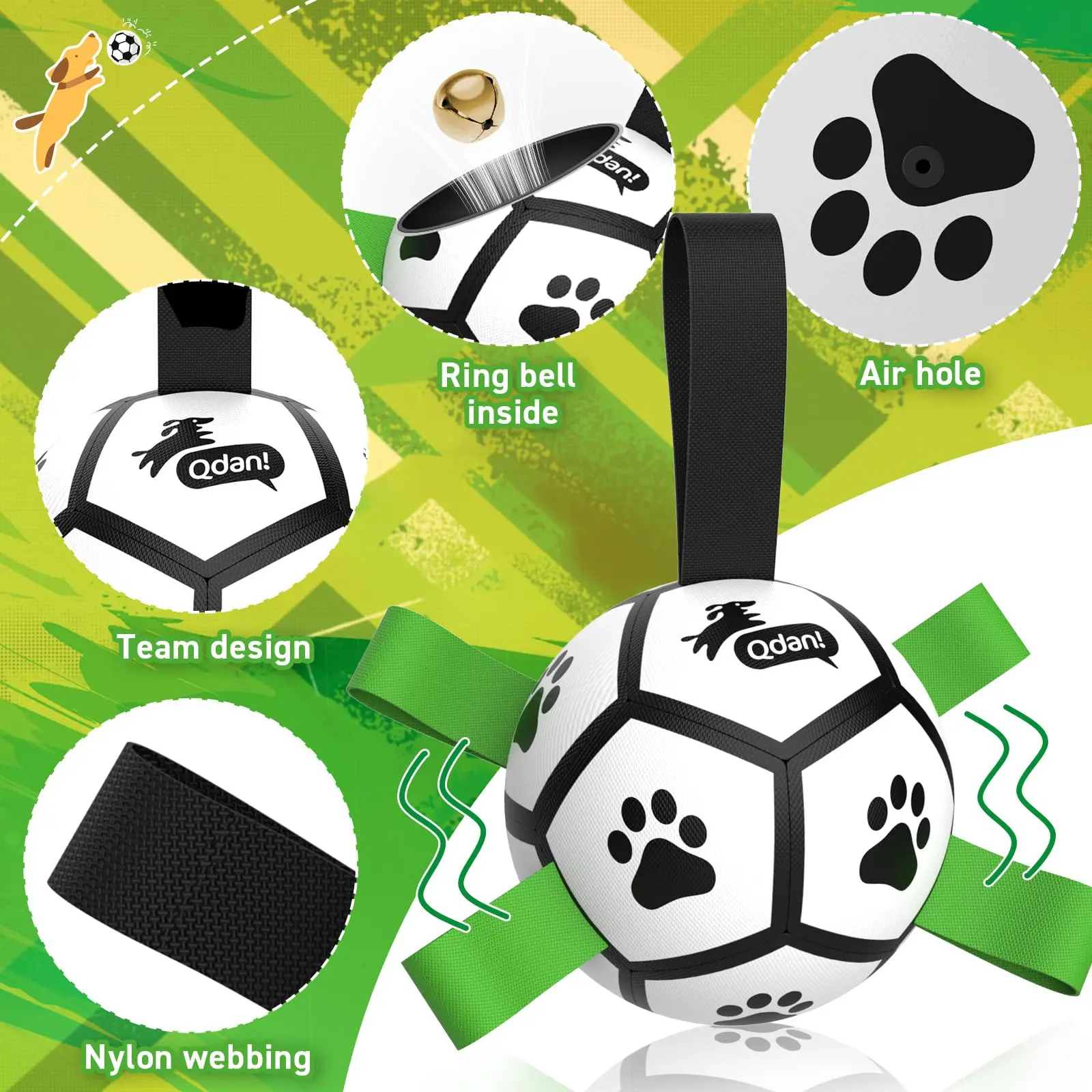 

15/18cm Interactive Pet Football Toys With Grab Tabs Dog Bite Chew Balls Pets Accessories Puppy Outdoor Training Soccer