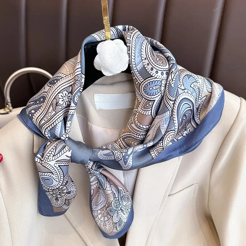 Retro Paisley Silk Square Scarf Women Cashew Print Soft Satin Neckerchief Female Foulard Headband Hijab Hairband Hand Bag Ribbon