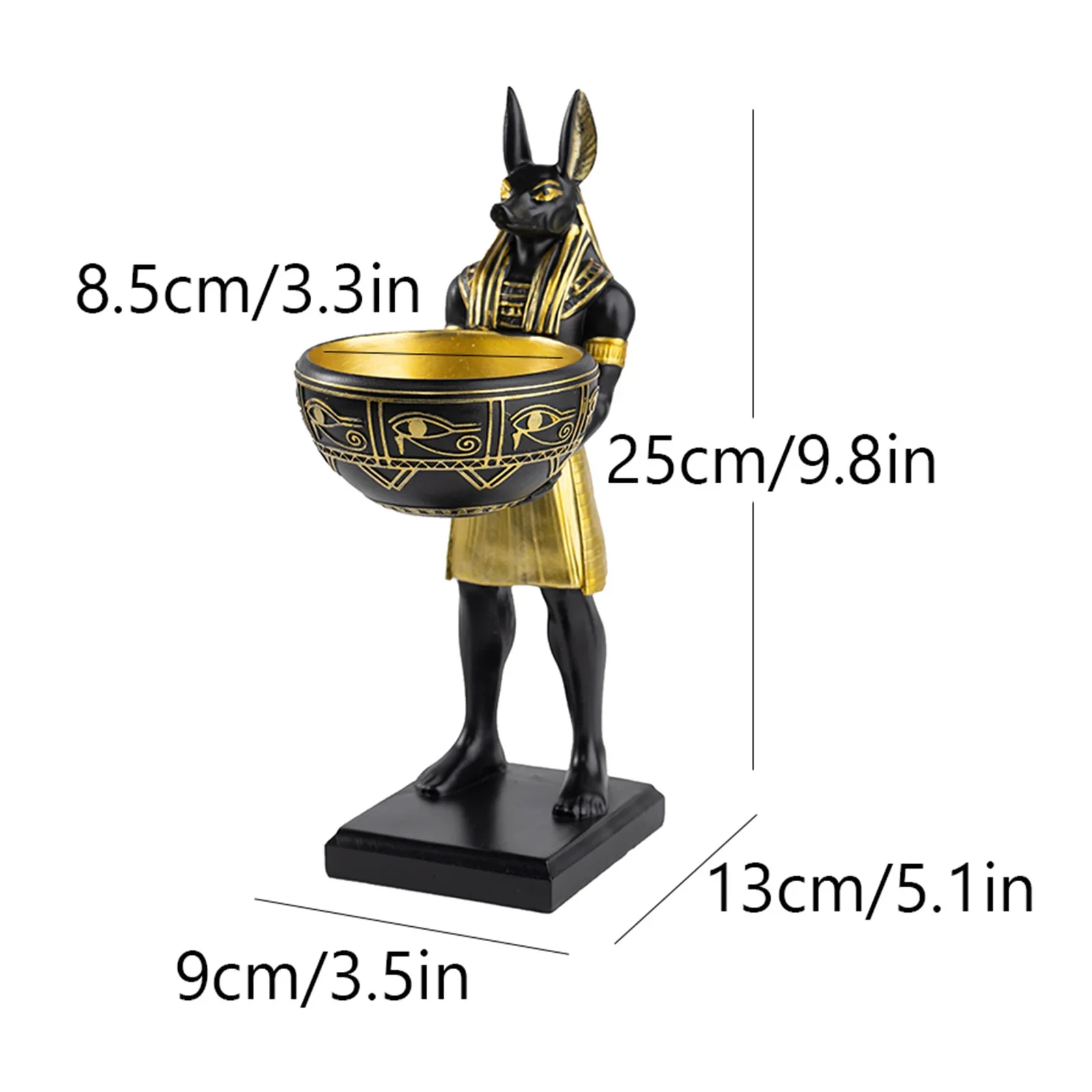 25cm Anubis God Statue With Bowl Ancient Egypt Sculpture Desktop Organizer for Keys Jewelry Home Table Decor Ornament