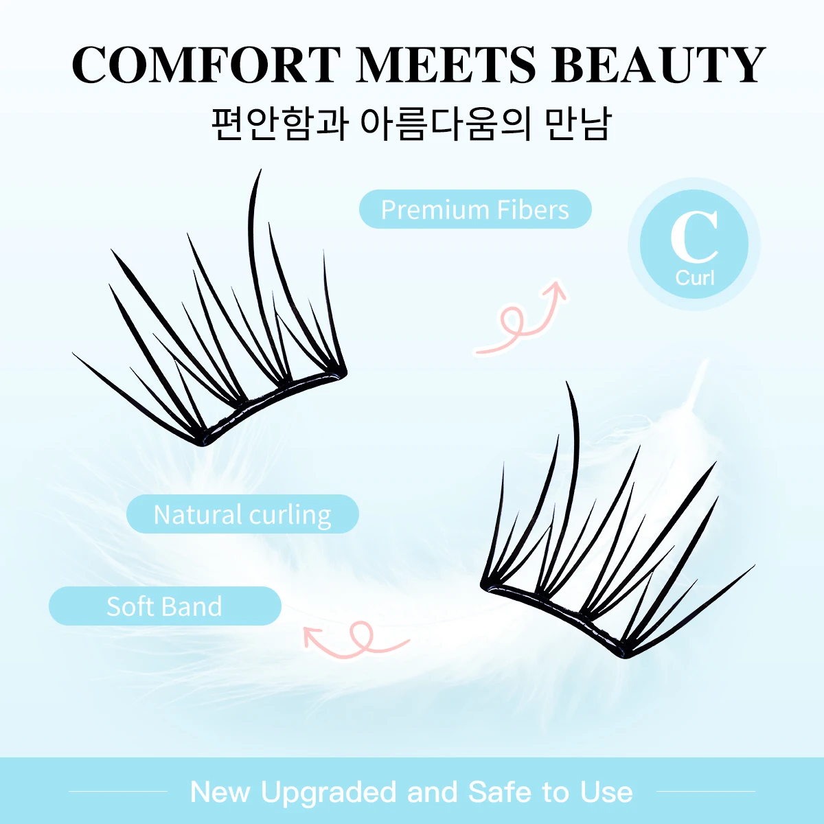 60 Kępki Bezklejowe, Lekkie jak Pióro Paski Rzęs Cienkie Niewidoczne Rzęsy Łatwe w Użyciu Kępki do Szybkiego Nakładania dla Naturalnego Codziennego Wyglądu Miękkie