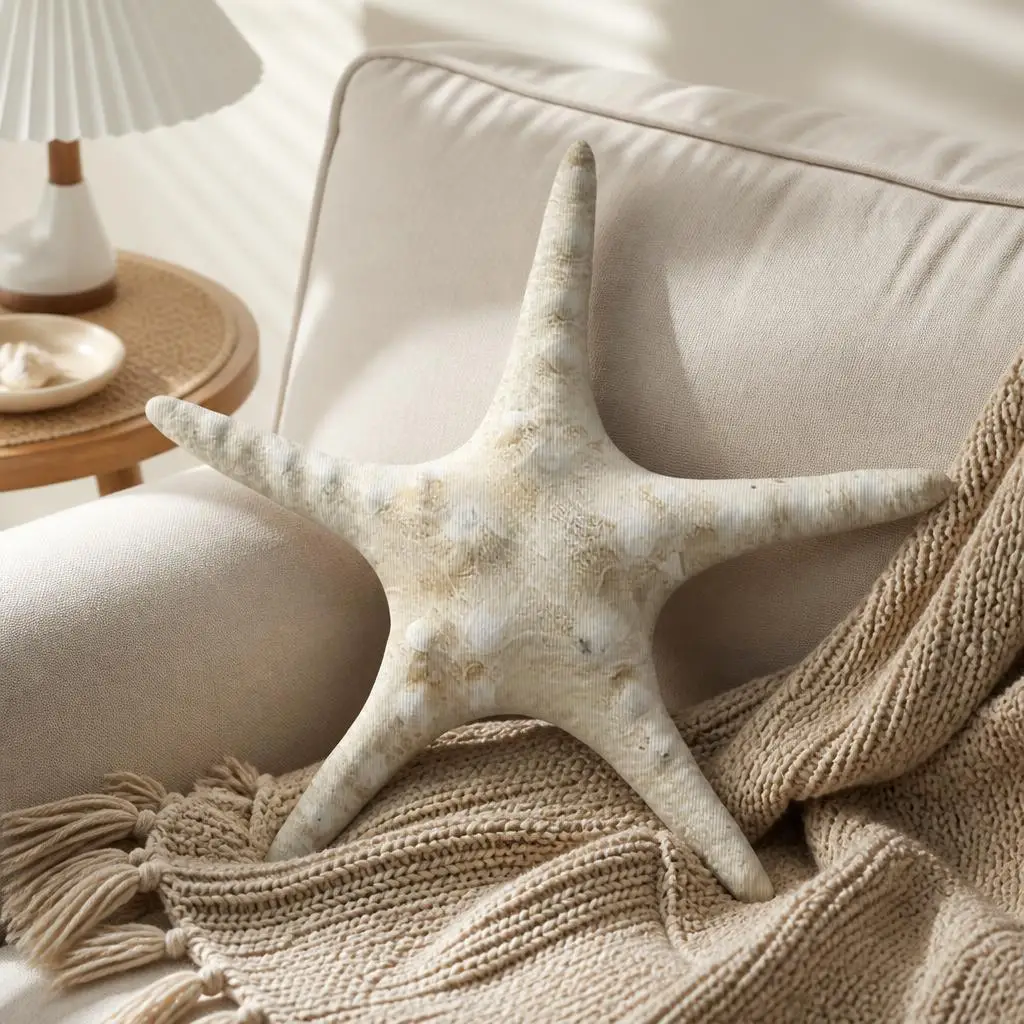 Starfish Shaped Stuffed Throw Pillow Coastal Nautical Cushion Beach House Sofa Decorative Accent for Ocean Theme Home Decor