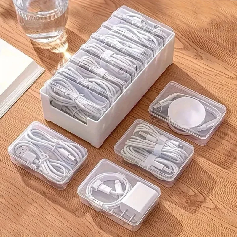 7 In 1 Clear Data Cable Storage Box Durable Messy-Free Cable Organizer For Reading Writing Study And Work Daily Use Organizer