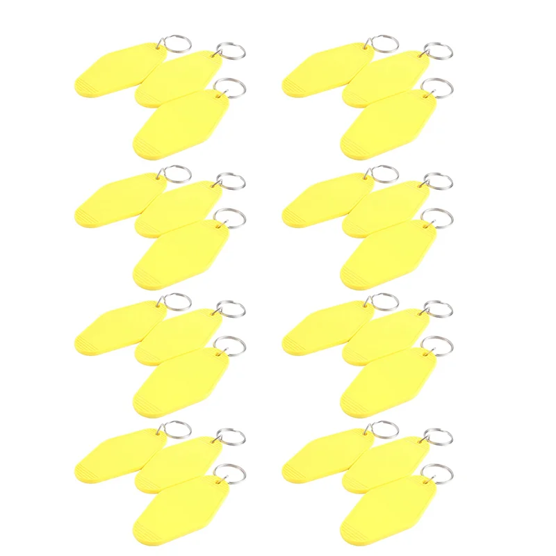 A11E-24 Pcs Vintage Motel Keychain DIY Blank Hotel Keychains Heat Transfer Blank Keychains Bulk Sublimation (Yellow)